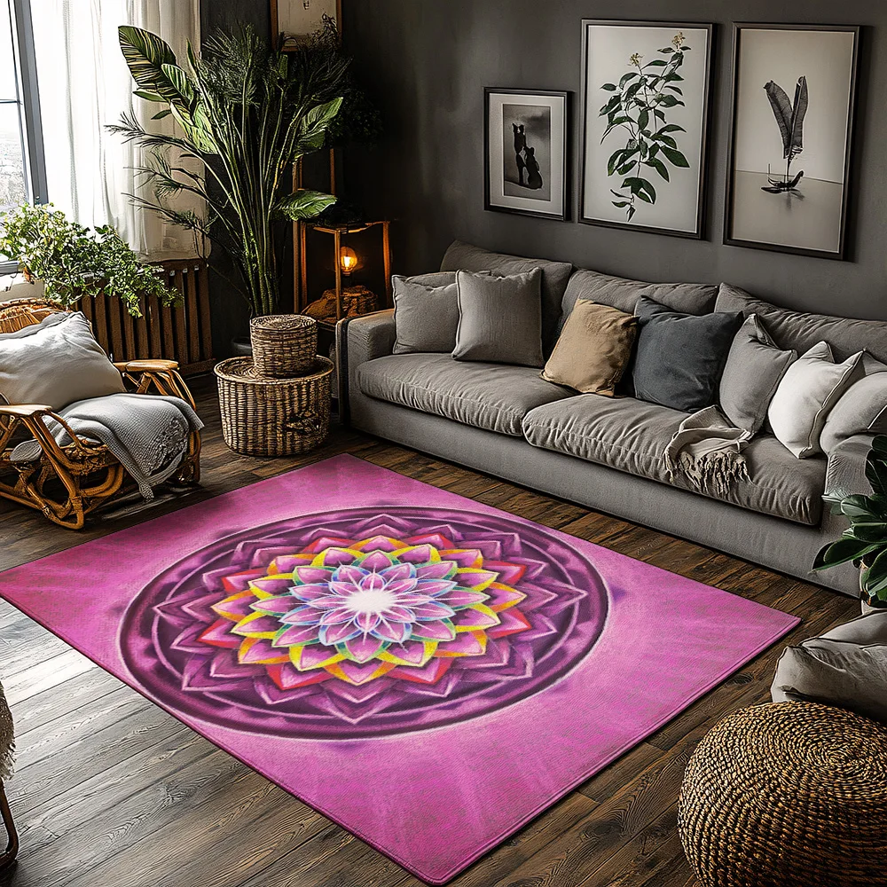 Unique Mandala Area Rug Bohemian Home Decor Modern Abstract Carpet Living Room Floor Mat Dorm Room Accent Rug Gift