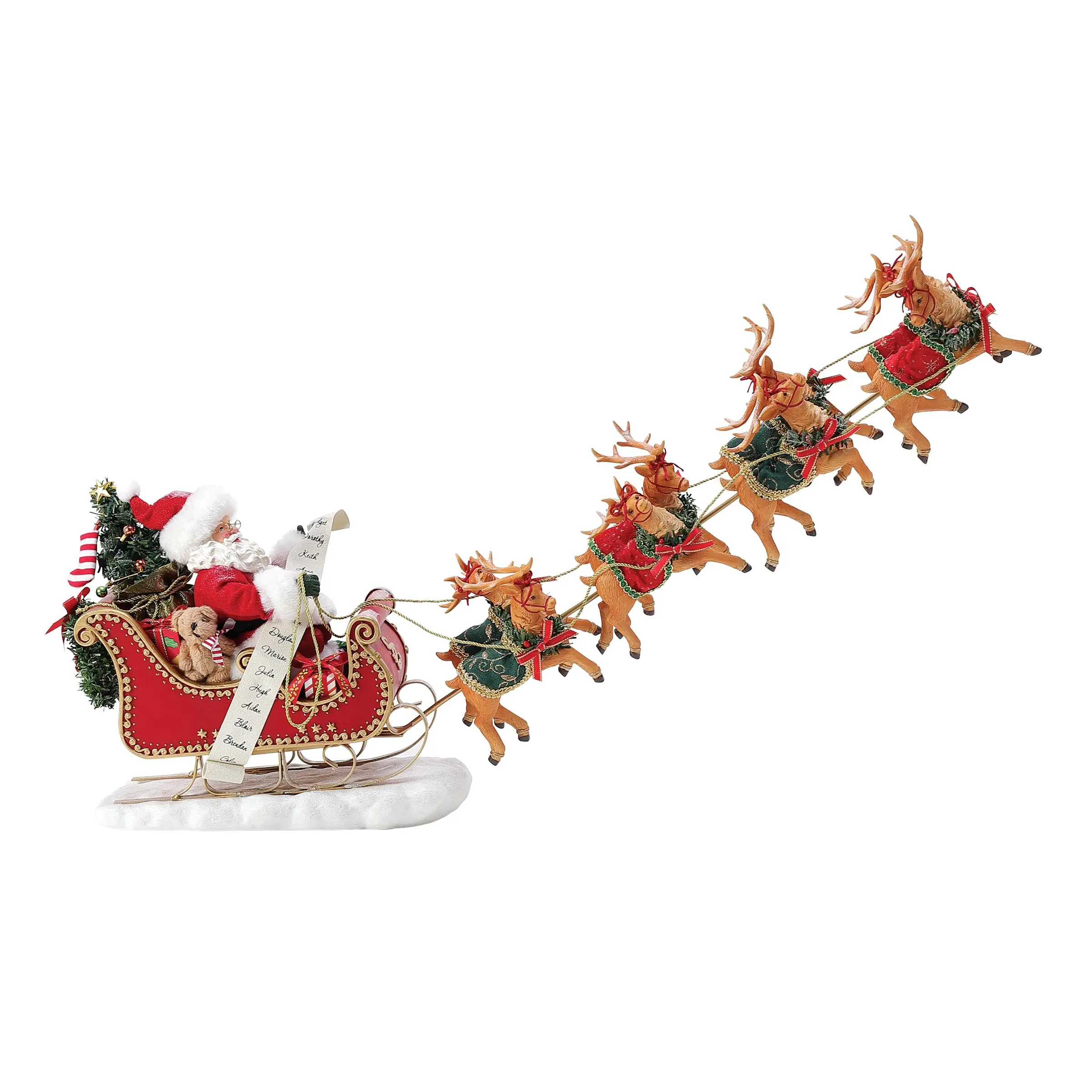 Possible Dreams Christmas Traditions Santa and Reindeer Snowy Sleighride Figurine, 15 Inch, Multicolor