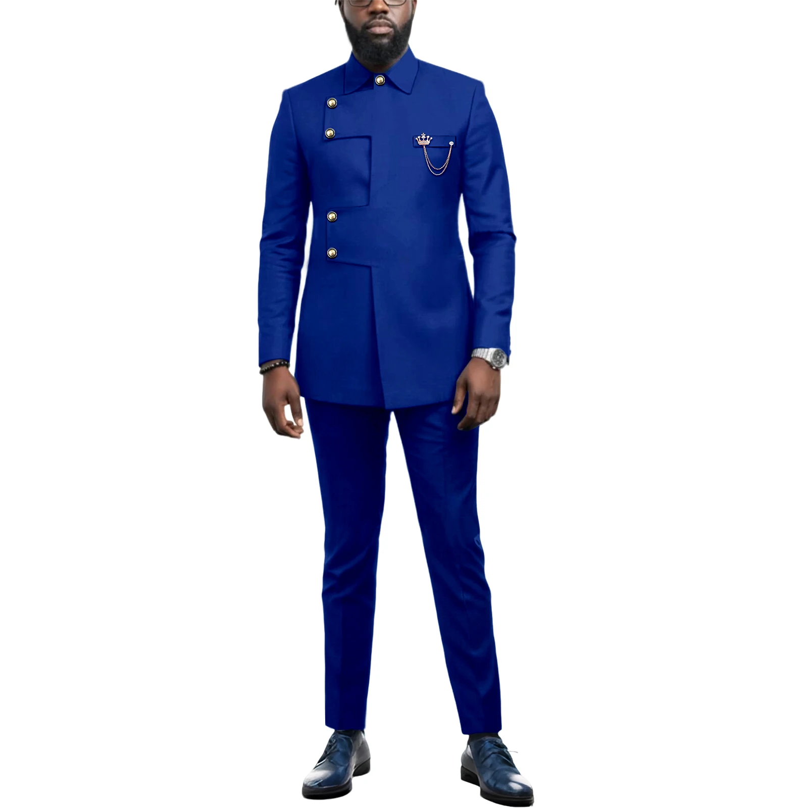 

African Suits For Men Traditional Dashiki Outfits Blazer and Pants 2 Piece Set Wedding Party Clothes