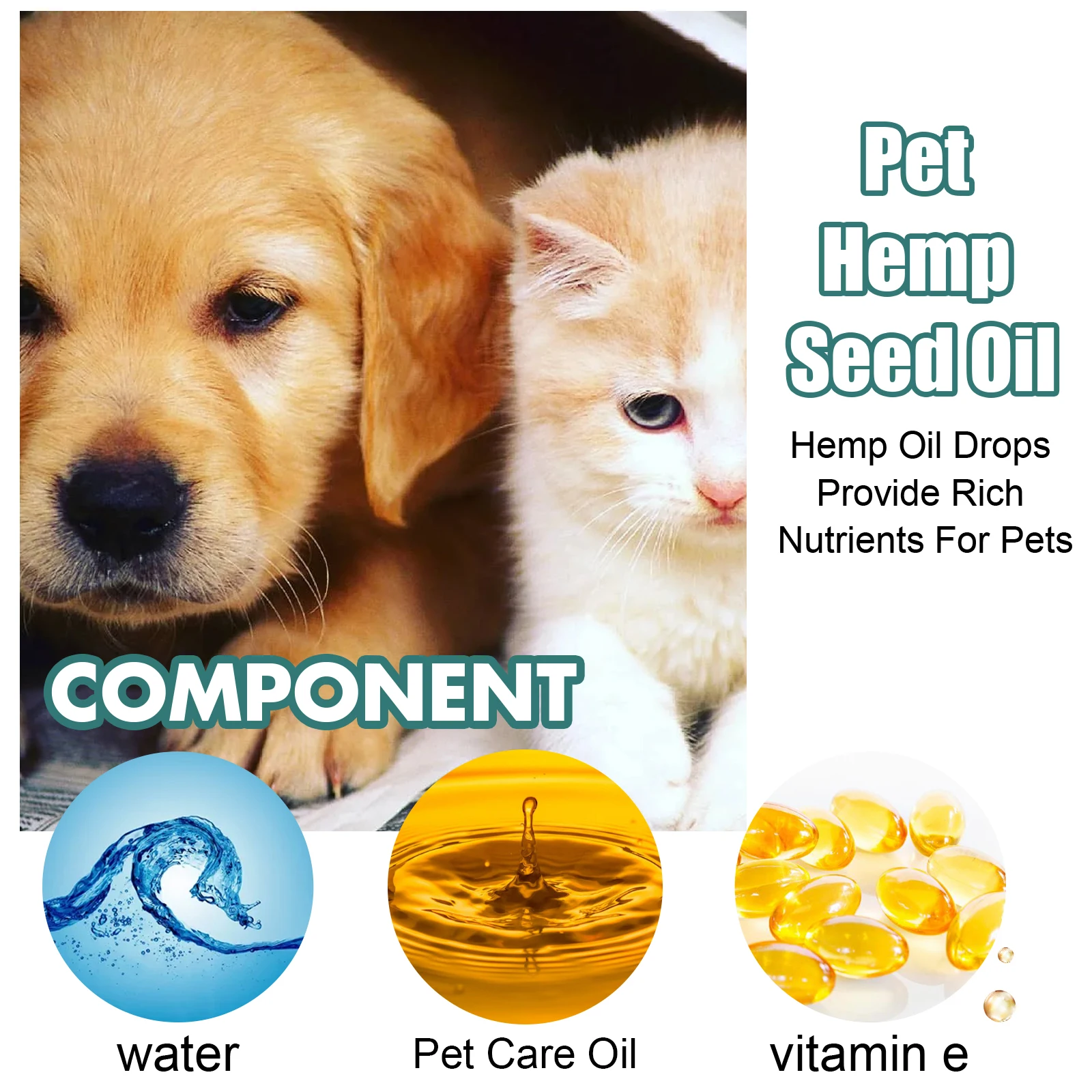 Yegbong Pet Hemp Seed Oil,Pain Relief For Cats&Dogs,Physical Enhancement-Relieving Stress Without Eating Anorexia Essential Oil