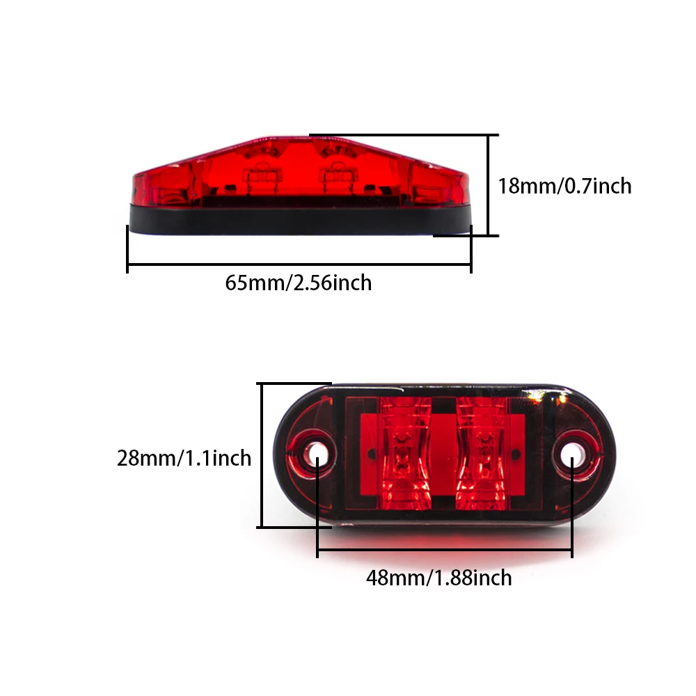 2x 12V 24V Red LED Side Marker Lights Warning Light Auto Car External Lights Trailer Truck Lorry Eagle-eye LED Clearance Lights