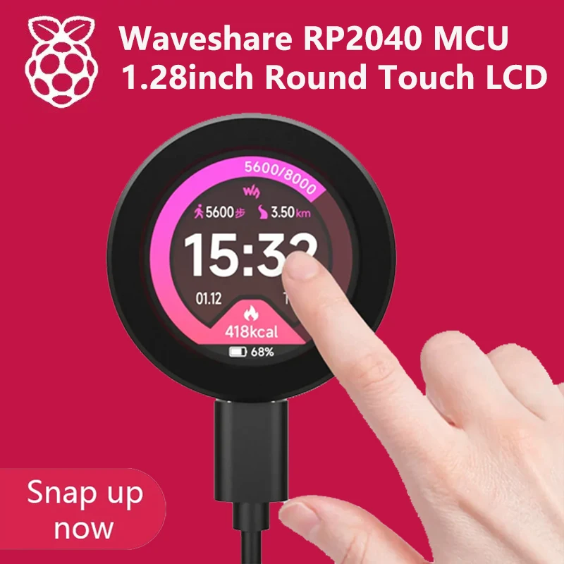 

Waveshare RP2040 Microcontroller Dev Board with 1.28inch Round Touch LCD Accelerometer And Gyroscope Sensor for Raspberry