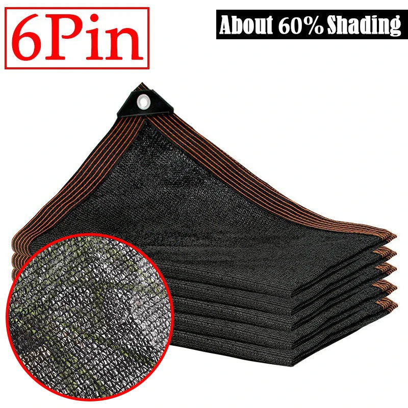 6Pin 60% Shading Garden Sun Shade Nets Greenhouse Shading Cover Home Car Shed Awning Agriculture Sunshade Cloth