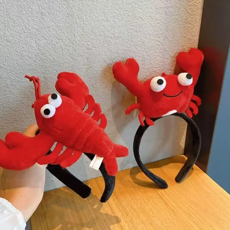 Cartoon Lobster Crab Hair Band Soft Wash Face Headwear Unique Cosplay Party Decor Lightweight Ladies Hairstyle Matching Fashion