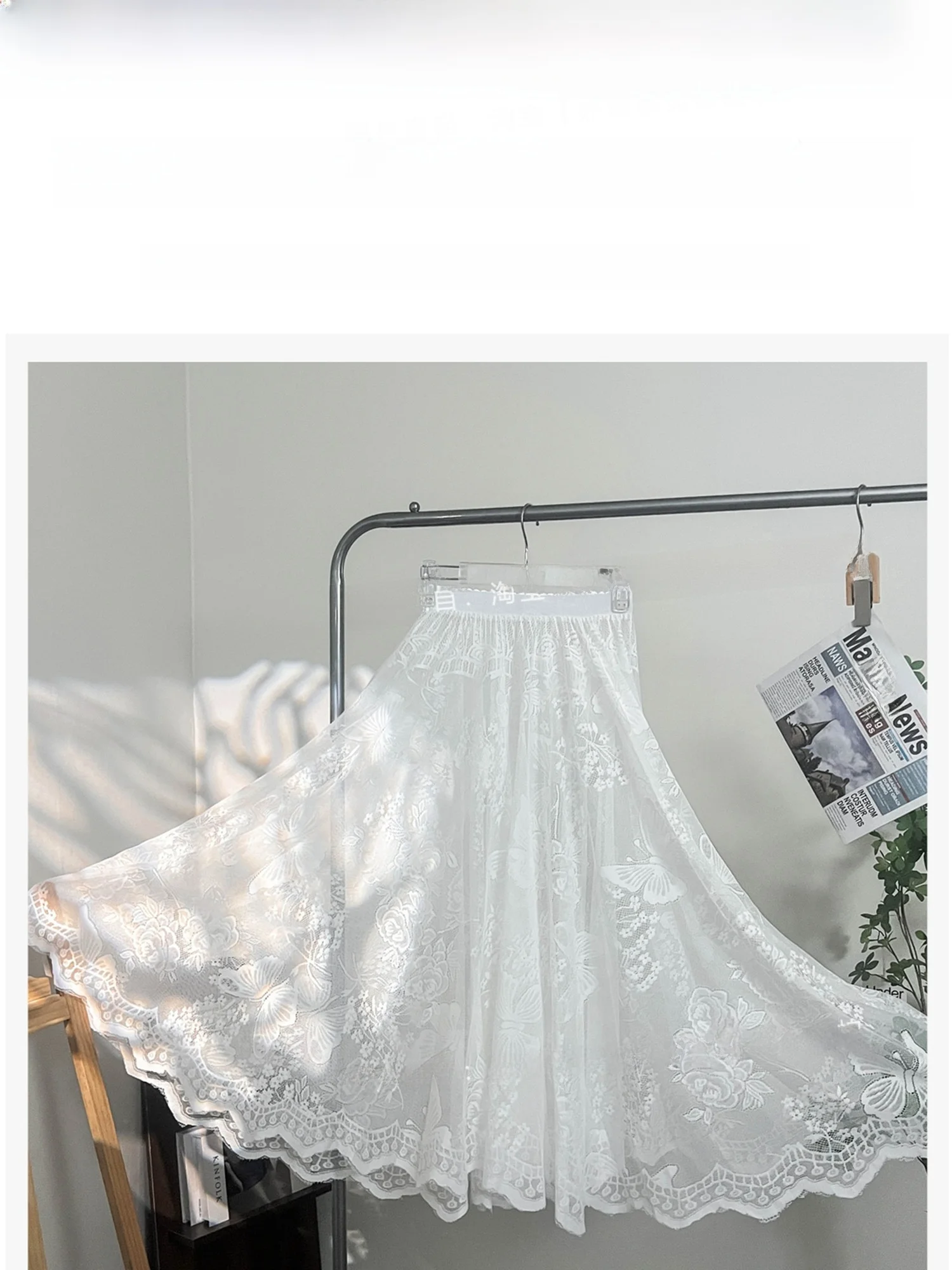 レディース ミドル丈 Aラインスカート レーストリム フレアスカート インナーウェア 夏新作 スレ ハイウエスト フェアリースカート ポリエステル生地