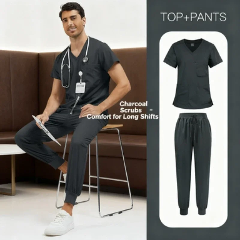 Pantaloni da uomo sottili a maniche corte, set di tute per lavare le mani, abiti da lavoro per dottori e infermiere