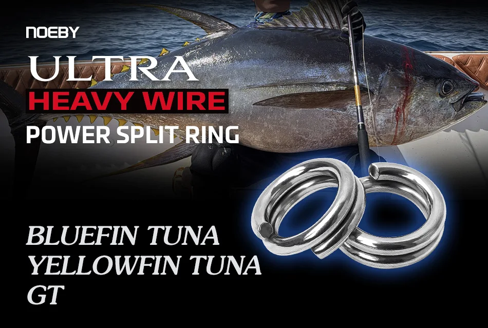 NOEBY Ultra Heavy Wire Power Edelstahl-Splitringe # 7 # 8 # 9 # 10 Offshore Big Game Bluefin Tuna GT Angelgerät mit geteilten Ringen – Detail 1