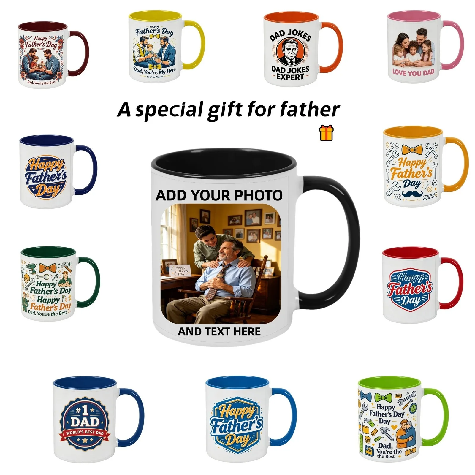 Father's Day Custom Name & Picture Mug Practical Present Gift For Papa Dad