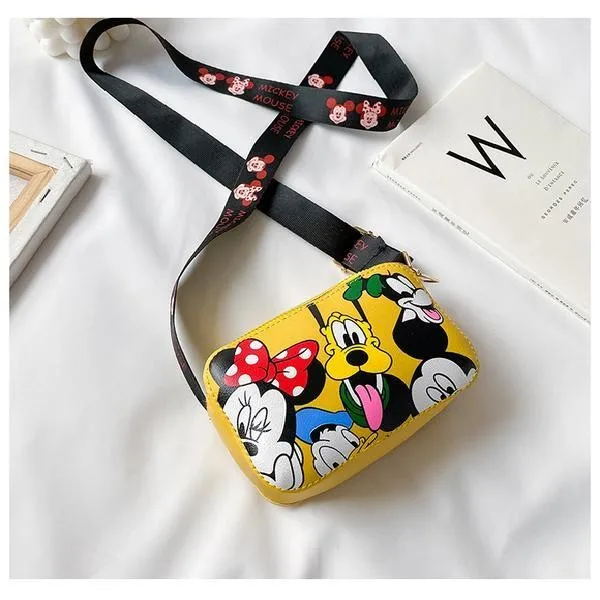 Disney marca crianças sacos de moda casual mickey impressão bonito mensageiro sacos meninas meninos da pele do plutônio dos desenhos animados um ombro crossbody saco