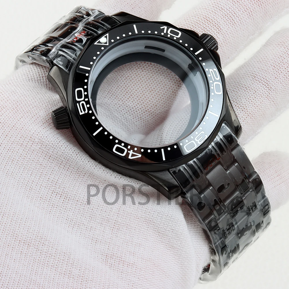 

Высококачественный корпус NH35 41 мм, черный PVD для Seamaster 300 NH35 NH36, механизм 31 мм, циферблат, корпус для дайверских часов, нержавеющая сталь 316L