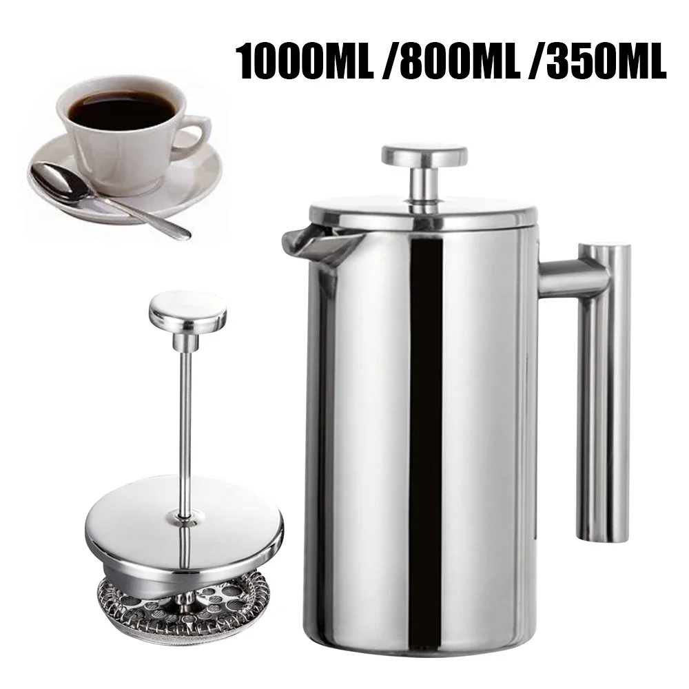 

1000ml French Press Coffee Pot Double-Wall Insulated Stainless Steel Espresso Coffee Maker Tea Pot with Filter Coffeeware