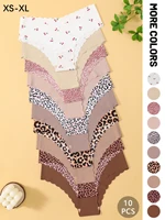 10 Uds. Bragas triangulares sexis de tela suave y cómoda transpirable con borde ondulado sin costuras para mujer