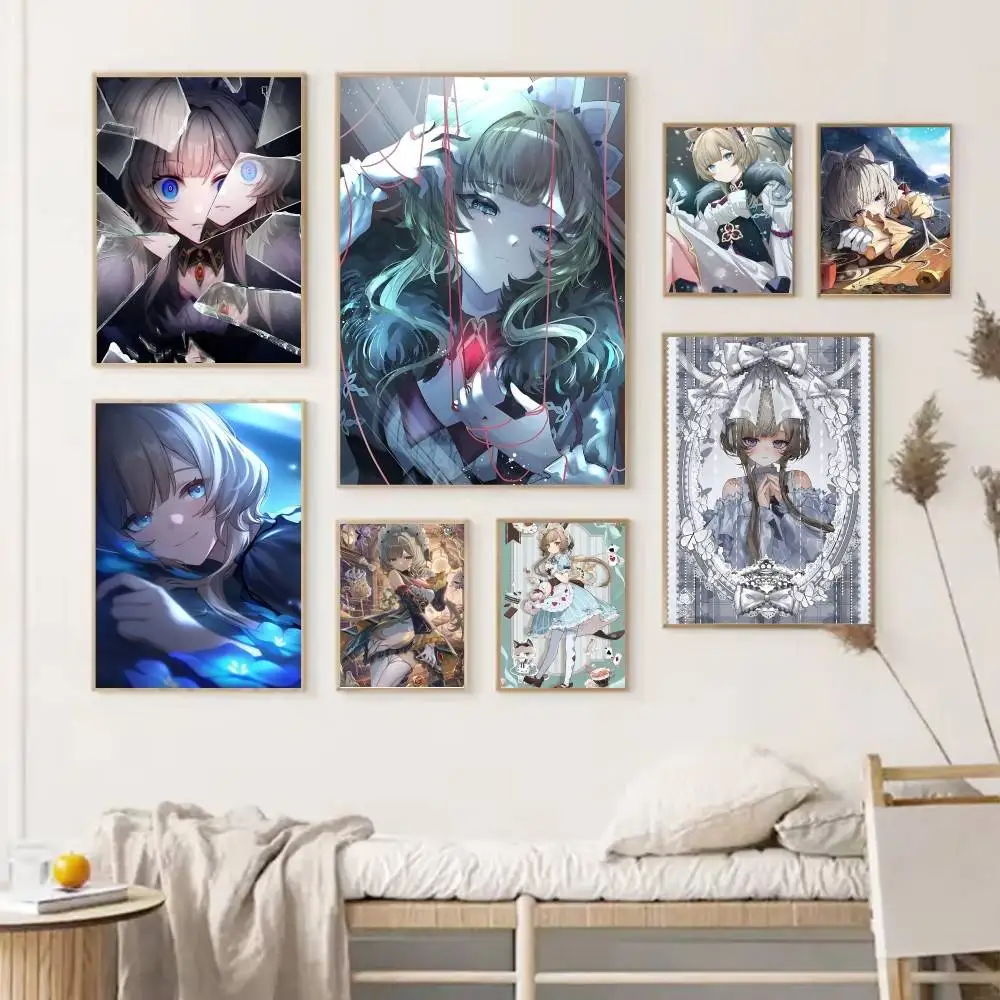 Game Genshin Impact Sandrone Poster Self-adhesive Art Waterproof Paper Sticker Coffee House Bar Room Wall Decor