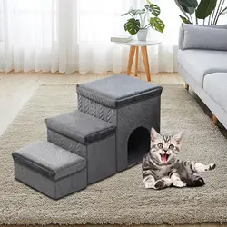 Foldable Pet Stairs High Beds Climbing Comfortable Portable Wear Resistant Durable Pet Supplies 3 Step Stairs Dog Stairs Ladder