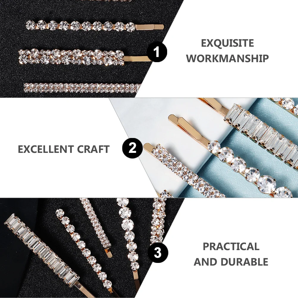 

5pcs Clips For Women Rhinestones Hair Accessories Crystal Hairpin Barrette Wedding Party Prom Hair Styling Accessories