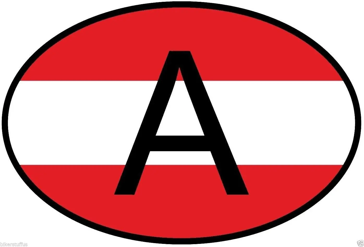 Personalized Customization A Austria Country Code Oval with Austrian Flag Waterproof Reflective Sunscreen Sticker