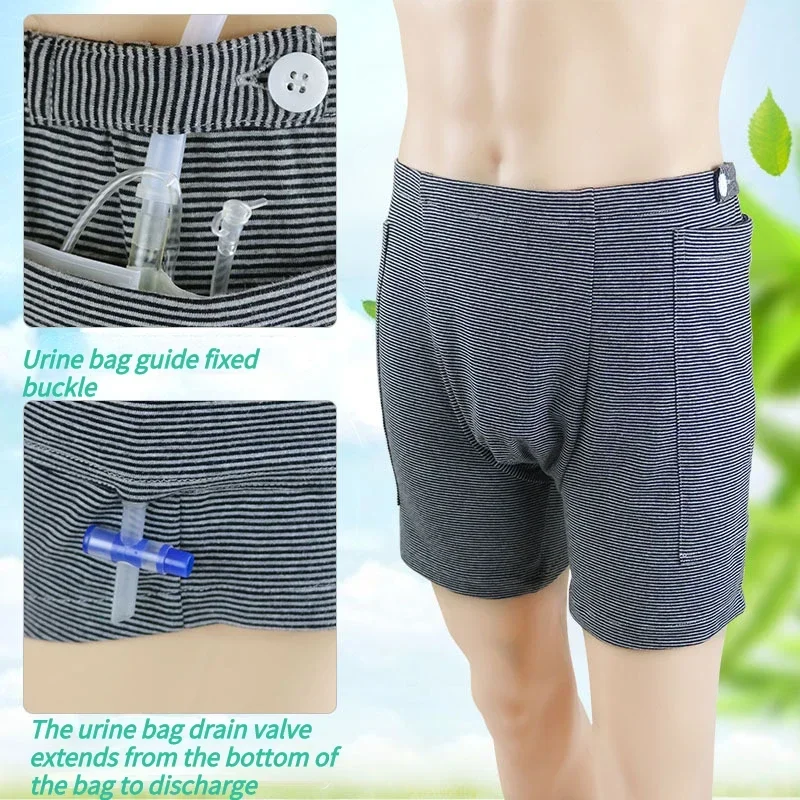 Portable Wearable Urine Bag Patient\'s Incontinence Pants Double Pocket Design Urine Bag For Elderly Stoma Breathable Underwear