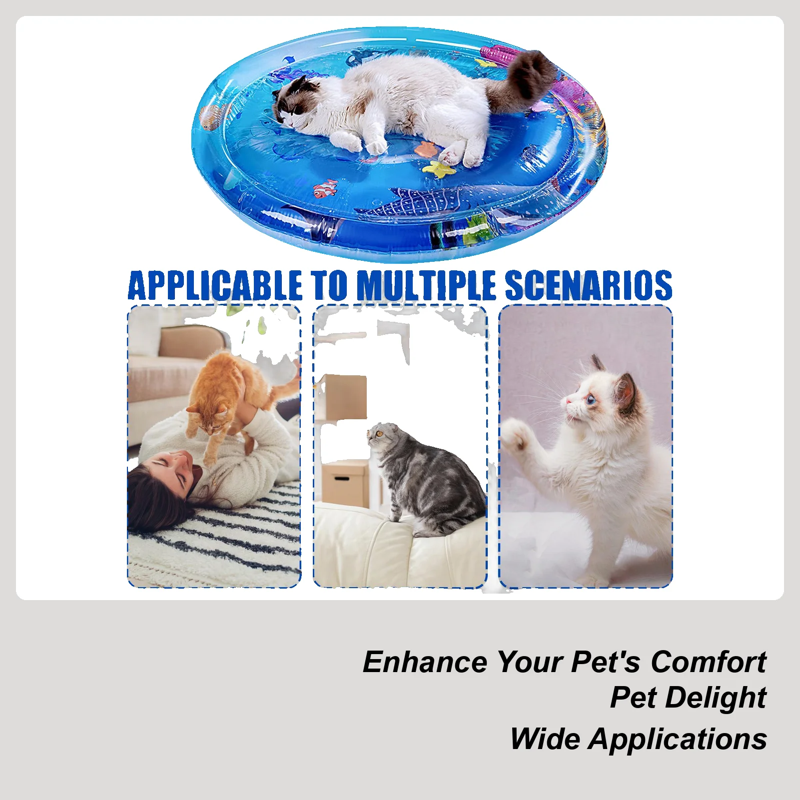 

100 см водный сенсорный игровой коврик, утолщенный надувной водный коврик для кошек и собак, игровой коврик с морским океаном, сенсорный водный коврик