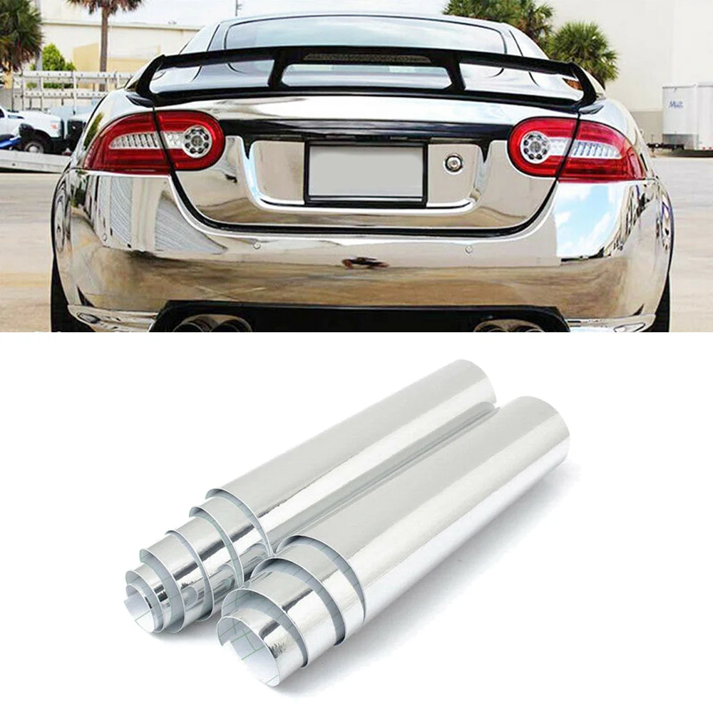 Feuille d\'autocollant rond en vinyle chromé argenté pour modification de carrosserie, revêtement électrique, miroir, feuille de décalcomanie