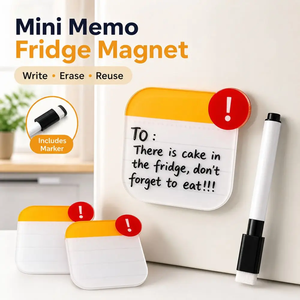 Fridge Memo Magnet Magnetic Memo Board Erasable Magnetic Backing Dry Erase Note Board Marker Pen Included Reusable