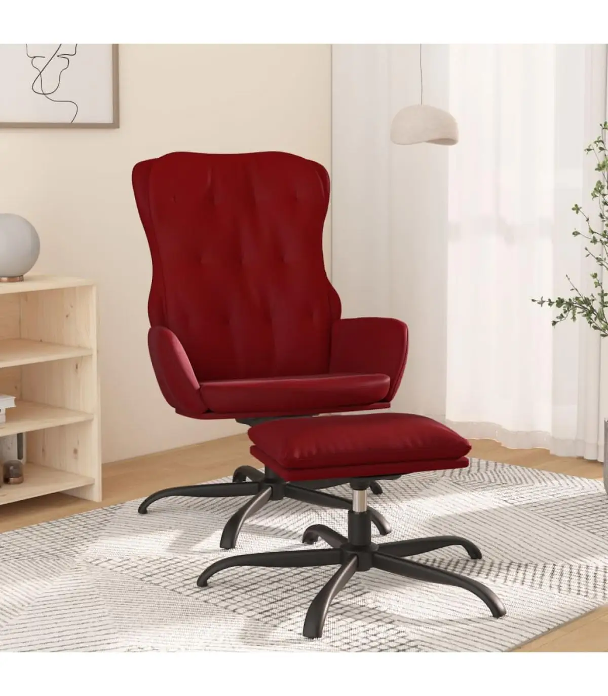 Relax armchairs with footrest synthetic leather Red Red