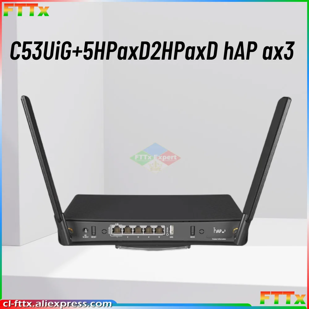 

Mikrotik C53UiG + 5HPaxD2HPaxD hAP ax3 Беспроводной маршрутизатор POE Wi-Fi6 1774 Мбит/с 2,5G Gigabit Ethernet WPA3 Двухдиапазонный 802.11ax