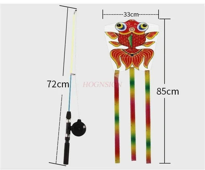 Children's Kite Small Horn Handheld Fishing Rod Children's Outdoor Cartoon Butterfly Swallow High Quality Easy to Fly