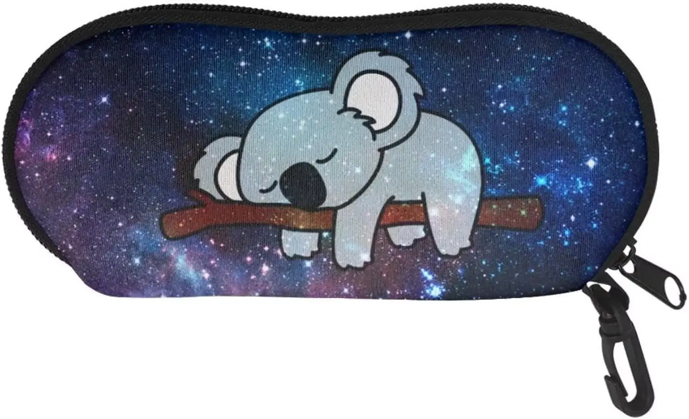 Sleeping Koala Space Galaxy Glasses Case Soft with Clip Sunglasses Travel Case Organizer for Kids Women Girls One Size Print