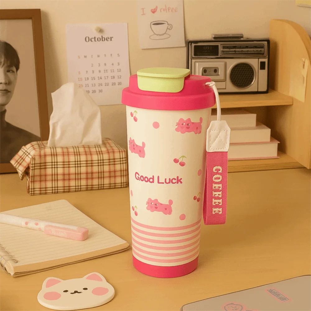 

Cute Cartoon Pattern Insulated Water Bottle Thermal Insulation Leak-Proof Stainless Steel Mug Sports Bottle Coffee Cup Travel