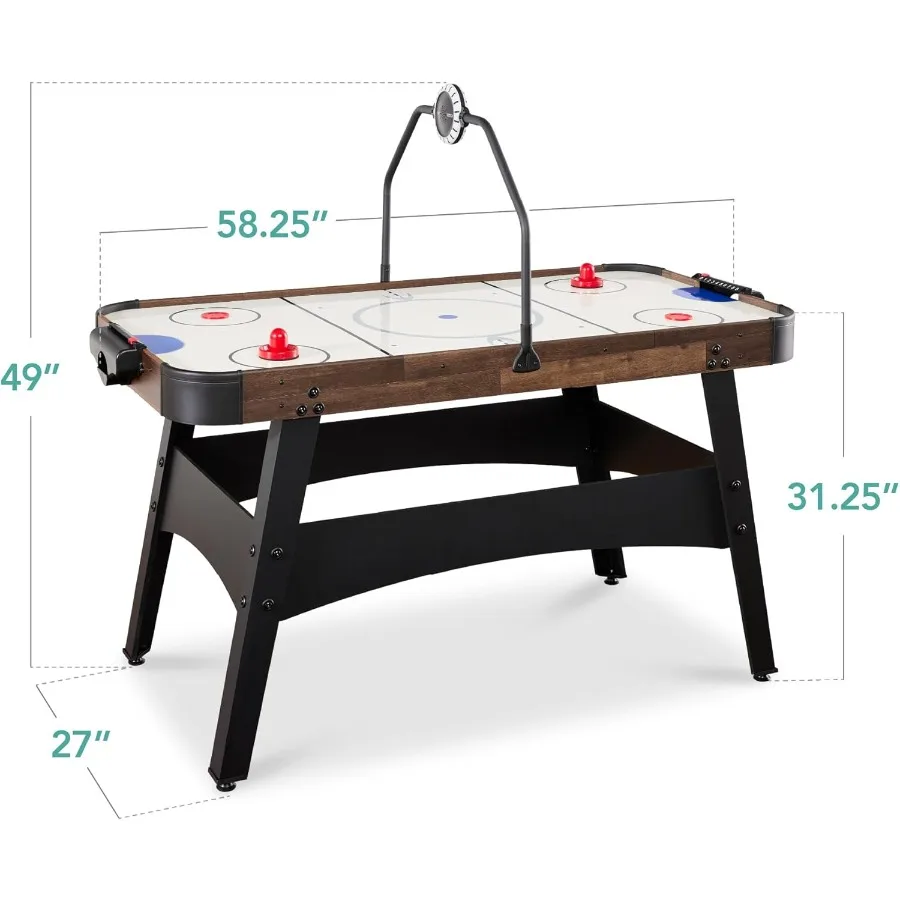 طاولة ألعاب هوكي هوائي LED مقاس 54 بوصة مع لوحة نتائج مضيئة ومحرك عالي الطاقة ومخرج طاقة تيار متردد للاستخدام المنزلي أو الترفيهي #2