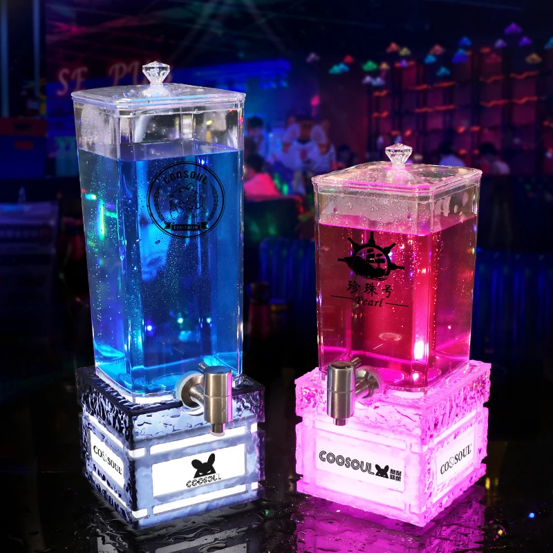 

Bar illuminated beer keg with tap2L 3LJuice and liquor dispenser, cola dispenser, container, draft beer dispenser, popular wine