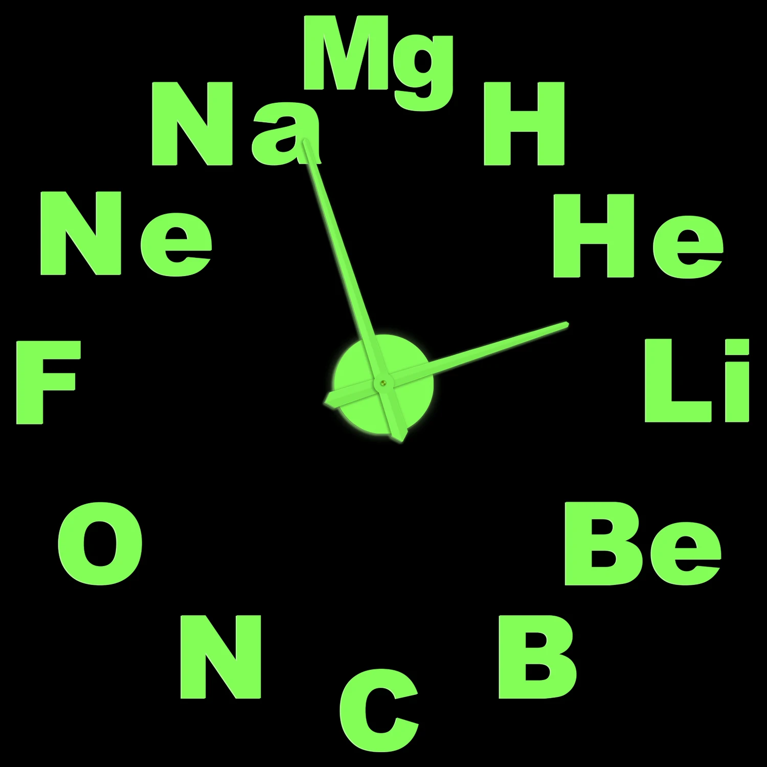 

Periodic Table of Elements Luminous Wall Clock For Classroom Chemistry Science Frameless DIY Stickers Giant Watch Glow In Dark