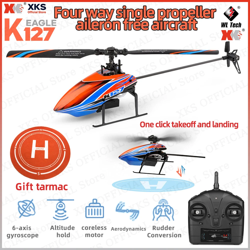 

XKS WLtoys K127 RC Вертолет 2,4G 4CH 6-осевой гироскоп с одним лезвием, пропеллер с дистанционным управлением, игрушка в подарок для детей