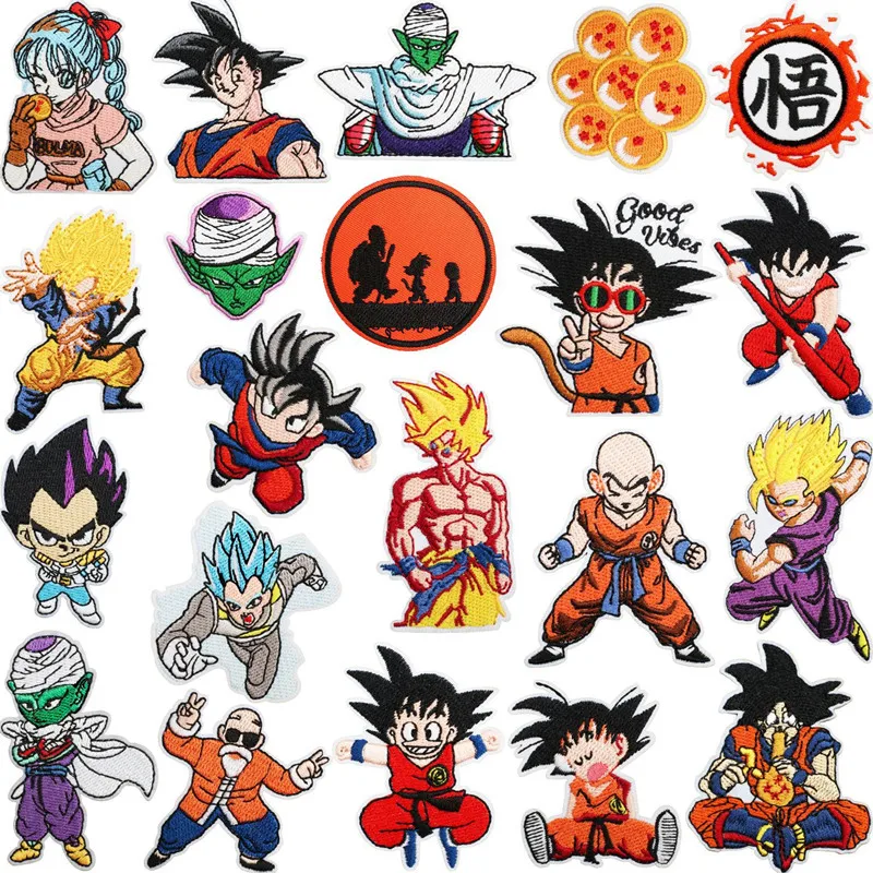 21pcs/lot Dragon Ball Patches Embroidery Clothing Cartoon Dragon Stickers on Clothes Garment Stickers Accessory Patch