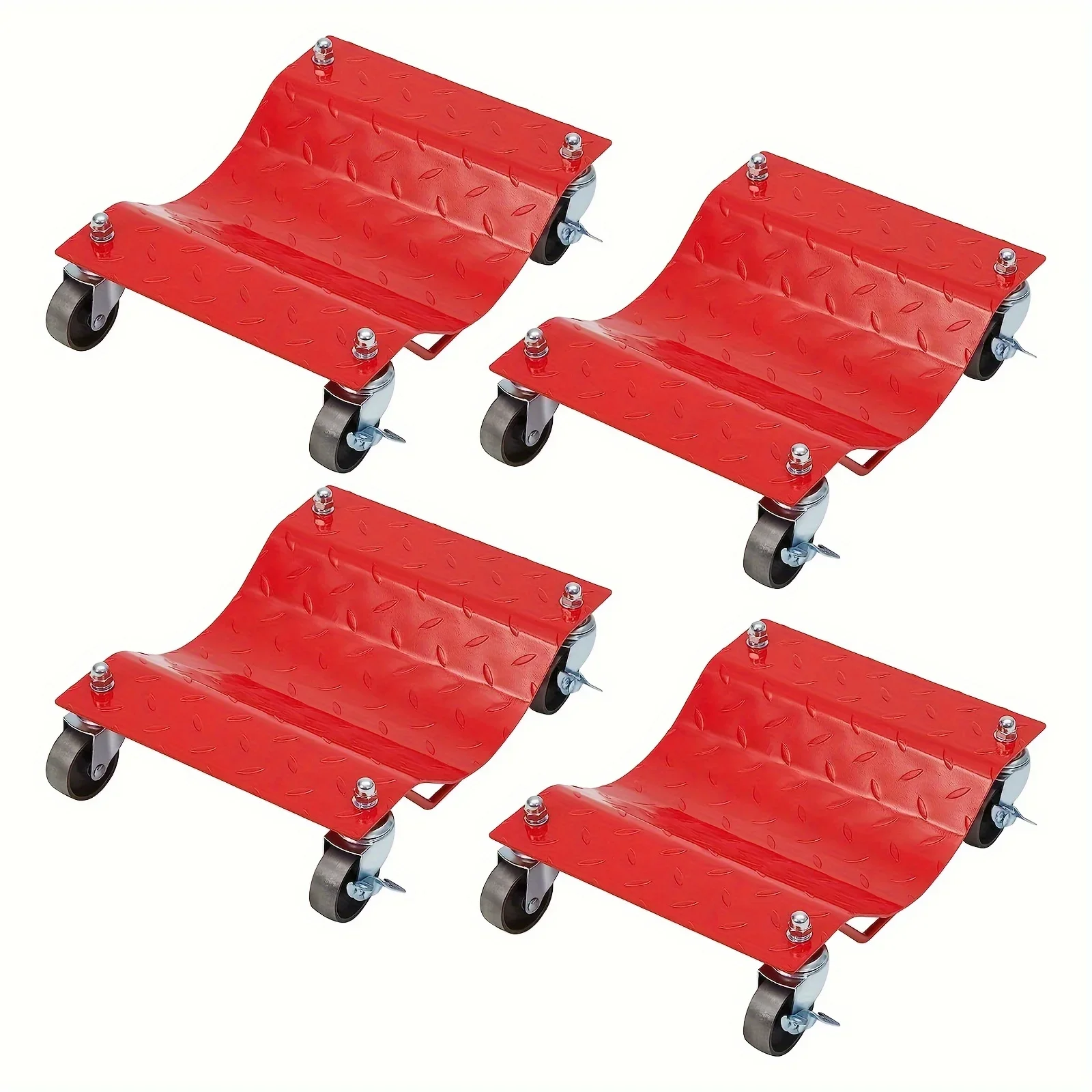 

Heavy Duty 4-Pack Car Dolly with 360 Degree Ball Bearing Wheels - Non-Slip Rubber Surface - 12" x 16" - 6000 lbs Capacity