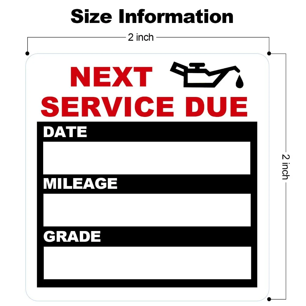 1 ورقة الخدمة التالية بسبب ملصقات السيارات ملصق سيارة ذاتي اللصق لنافذة السيارة الصيانة التالية ملصق تذكير مع انتهاء الصلاحية