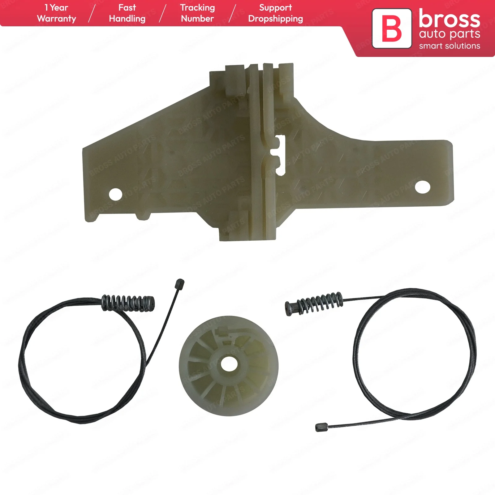 Bross Auto Parts BWR5340FBA Window Regulator Repair Set Rear Right Door 9224C9 for Peugeot 207 5-Door Ship From Turkey