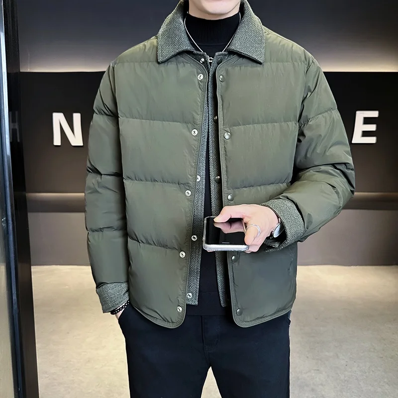 

New National Stand Lightweight Thin White Du down Jaet Men's Winter Sli Collar Thiened Casual ort Coat