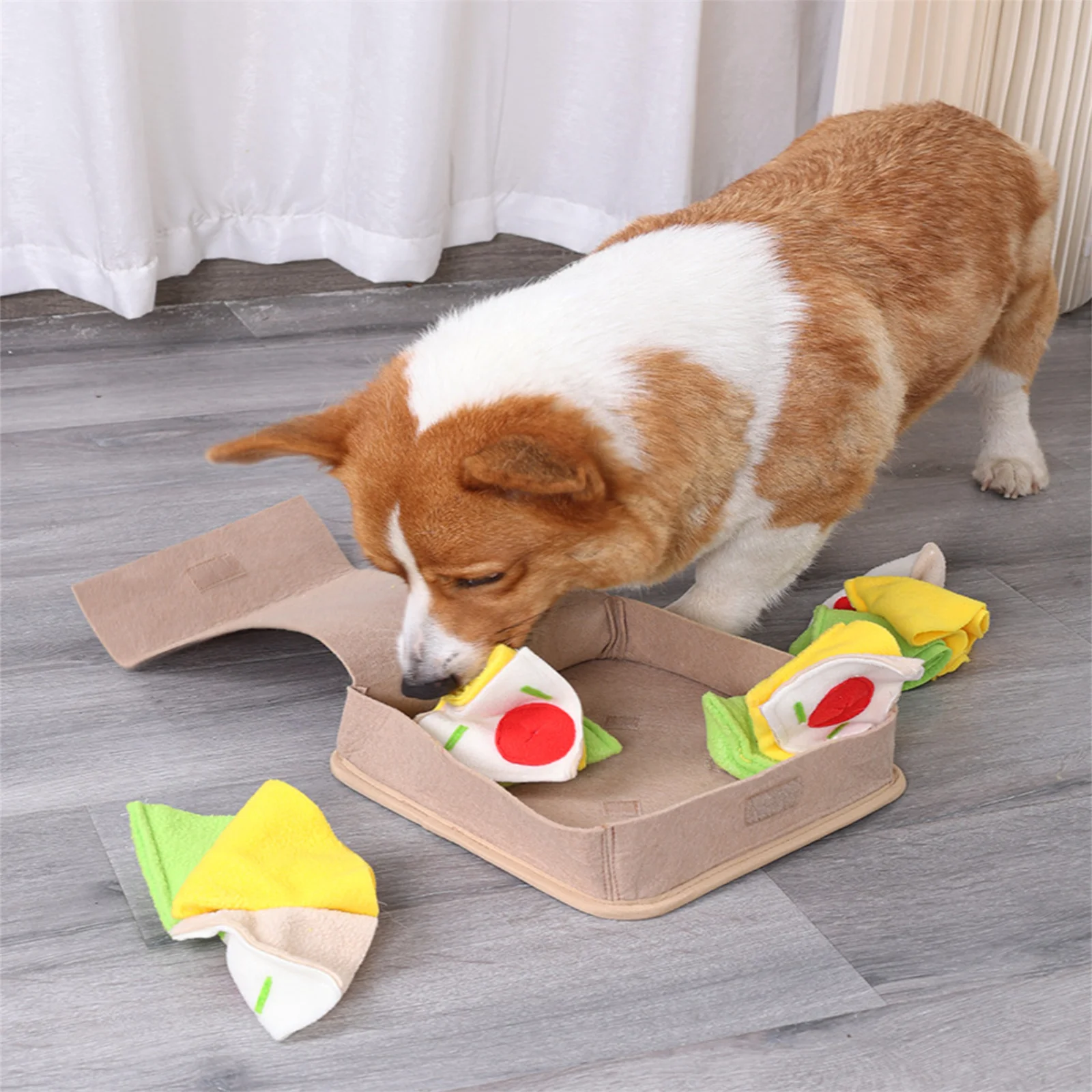 Pet Sniff Puzzle Toy Stress Relief Toy Tear-Resistant Puppy Foraging Toy Dog Supplies Pizza Shape