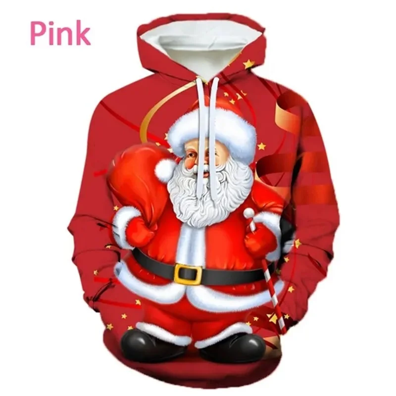 

Santa Claus pattern fashionable 3D printed men's hoodie hip-hop fashion Christmas clothing casual O-neck short sleeved top2024