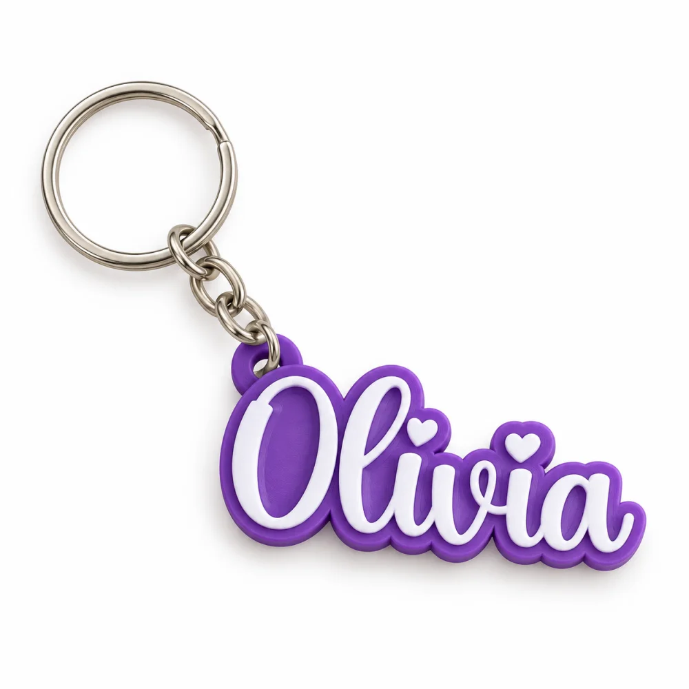Personalized 3D Printed Name Keychain, Heart Accent
