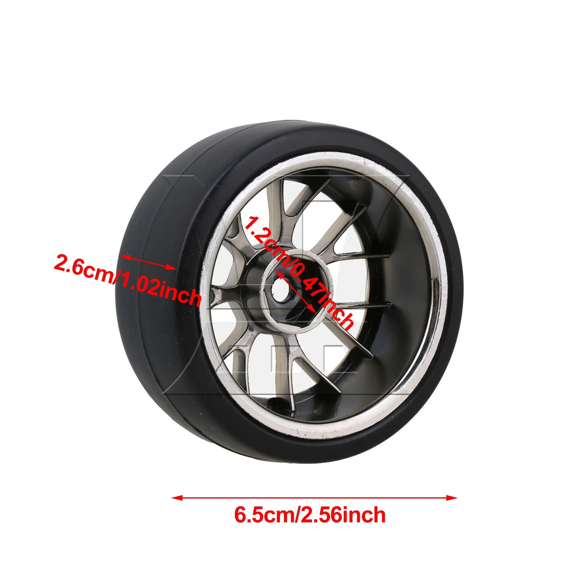 8 Pcs Plastic Wheel Rims 0.47inch w/ Tire for RC1:10 Model On Road Car