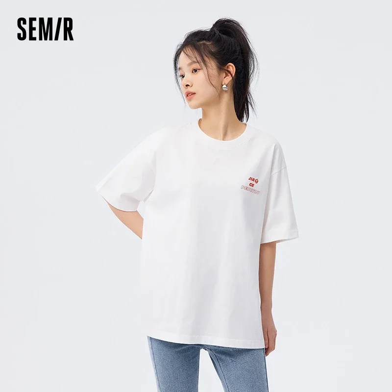 

Semir Short-Sleeved T-Shirt Women Mid-Length Oversize Summer Niche Printed Clothes Cool Feeling Antibacterial Personality Tops