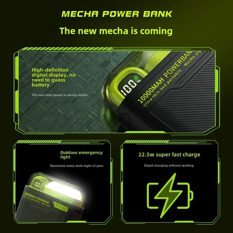 10000mAh PD20W Magnetic Wireless Power Bank With Stand Cable USBC For iPhone 15 Samsung Fast Charging External Auxiliary Battery