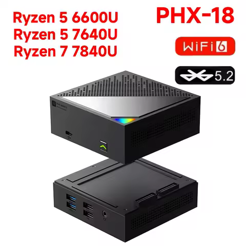 TOPC PHX-18 Mini PC AMD 6600U 7840U LPDDR5 16GB 6400MT/s M.2 NVMe SSD PCIe3.0/4.0 Win11 Pro WiFi6 BT5.2 Desktop Office Mainframe