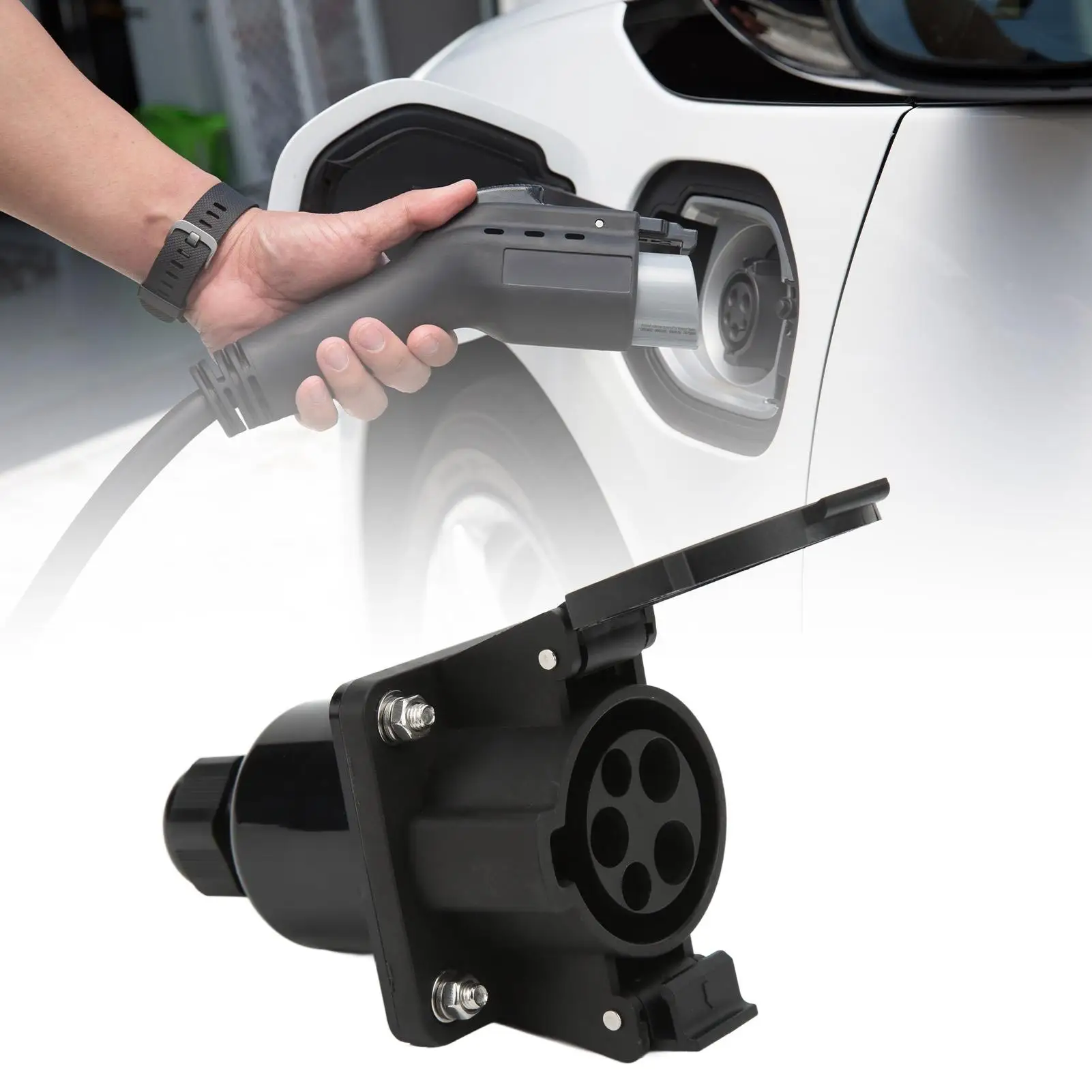 EV Charging Connector UL94-V-0 Flame Retardant EV Charging Socket Type 1 Single Phase 240V AC 16A 32A Anti Wear for