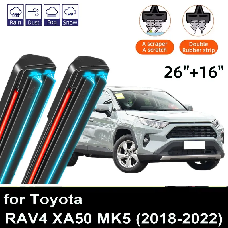 

2PCS Car Wiper Blades for 2018-2022 Toyota RAV4 XA50 MK5 Front Windscreen Windshield Double Rubber Car Accessories 2021 2022