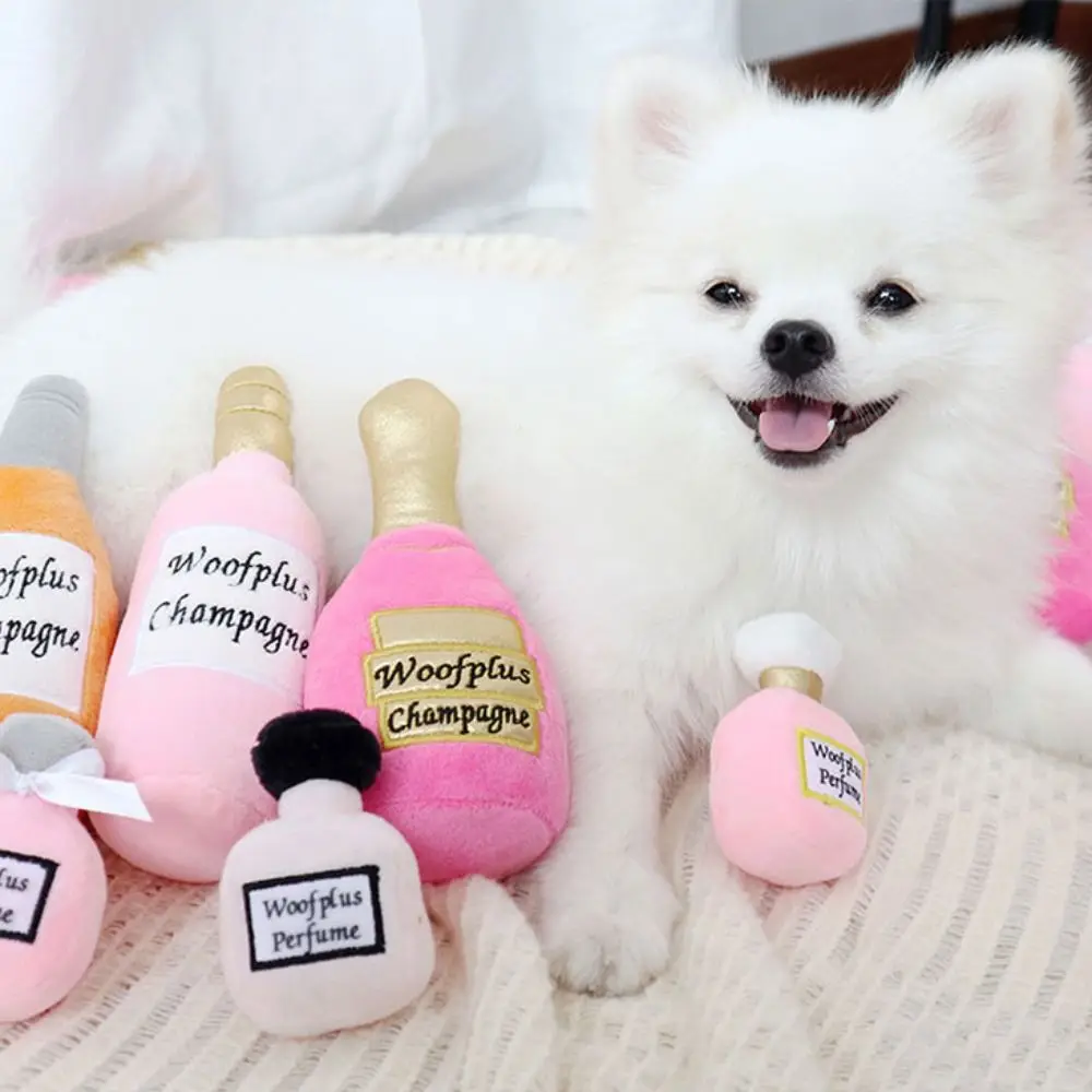 High Quality Plush Dog Toys Bite-Resistant Soft Pet Playing Supplies Wine Bottle Shaped Pet Clean Teeth Chew Toy