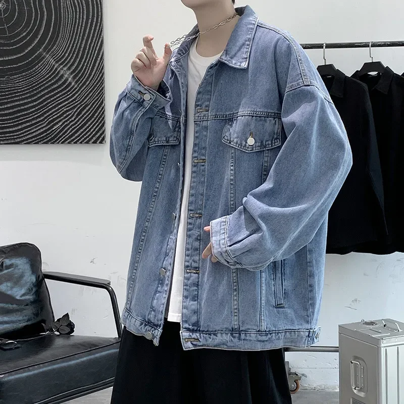 Spring and autumn new trend Korean version slim-fit men's Japanese retro jacket ink-splashed denim jacket men's clothes