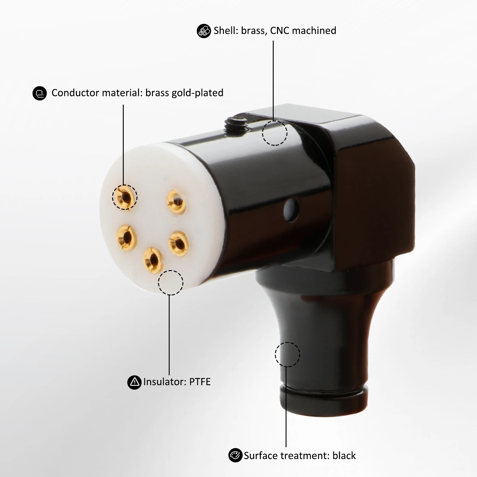 Cardas vinyl LP phono 5pins DIN plug 90 Degree right angle 5PIN Female for AMP Audio Tonearm line Tonearm line Signal cable